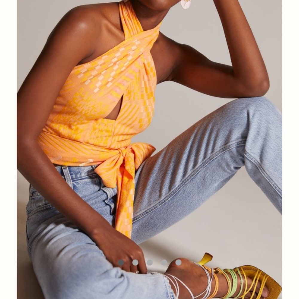 Eva Franco Halter Wrap Top NWT size Large orange Anthropologie